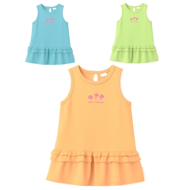 vestido de beba con volados y estampa logo flowers gepetto