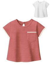 Remera manga corta de beba flame con bolsillos y puntilla.Gepetto