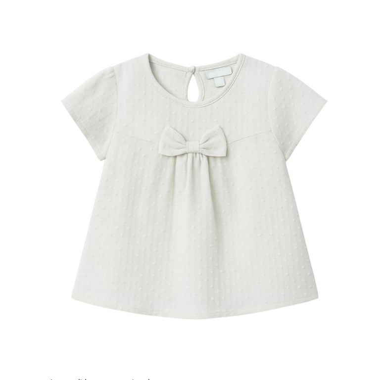 REMERA PARA BEBA PLUMETI CON APLIQUE MOÑO AL FRENTE. GEPETTO