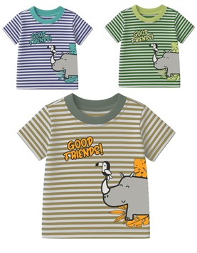 Remera bebe varon rayada con estampa friends gepetto