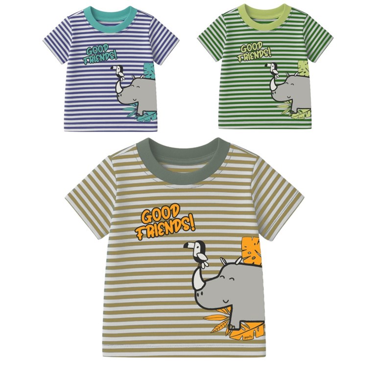 Remera bebe varon rayada con estampa friends gepetto