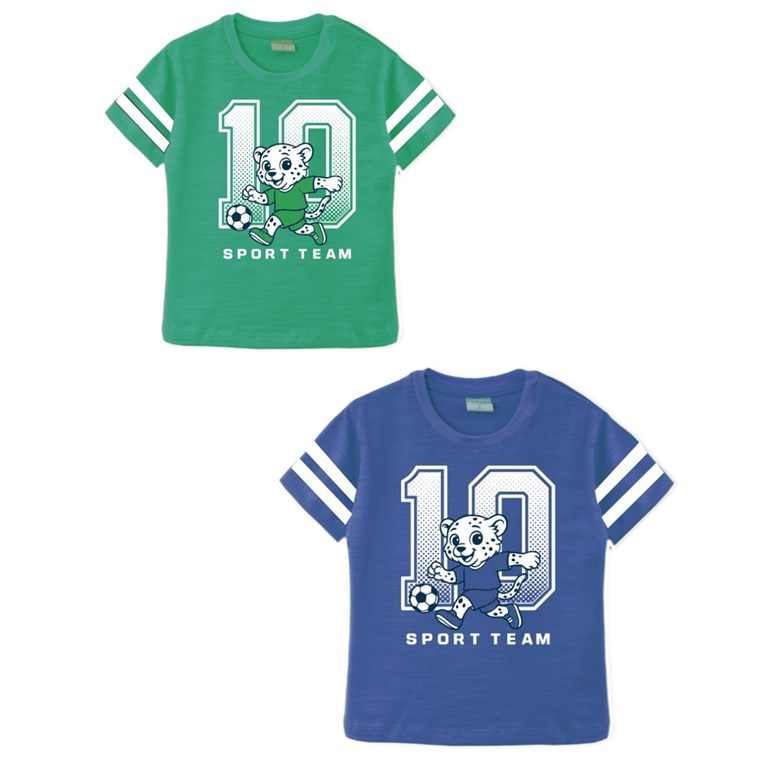 Remera bebe varon con estampa frente y mangas sport team gepetto