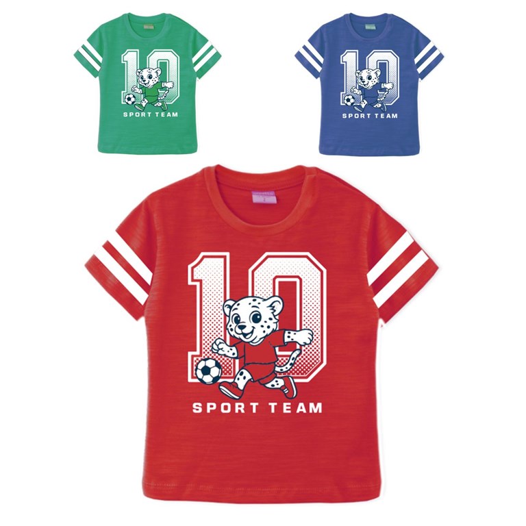Remera bebe varon con estampa frente y mangas sport team gepetto