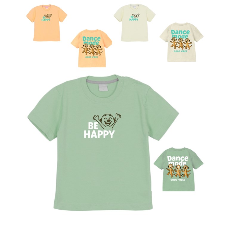 Remera bebe varon con estampa frente y espalda dance mode gepetto