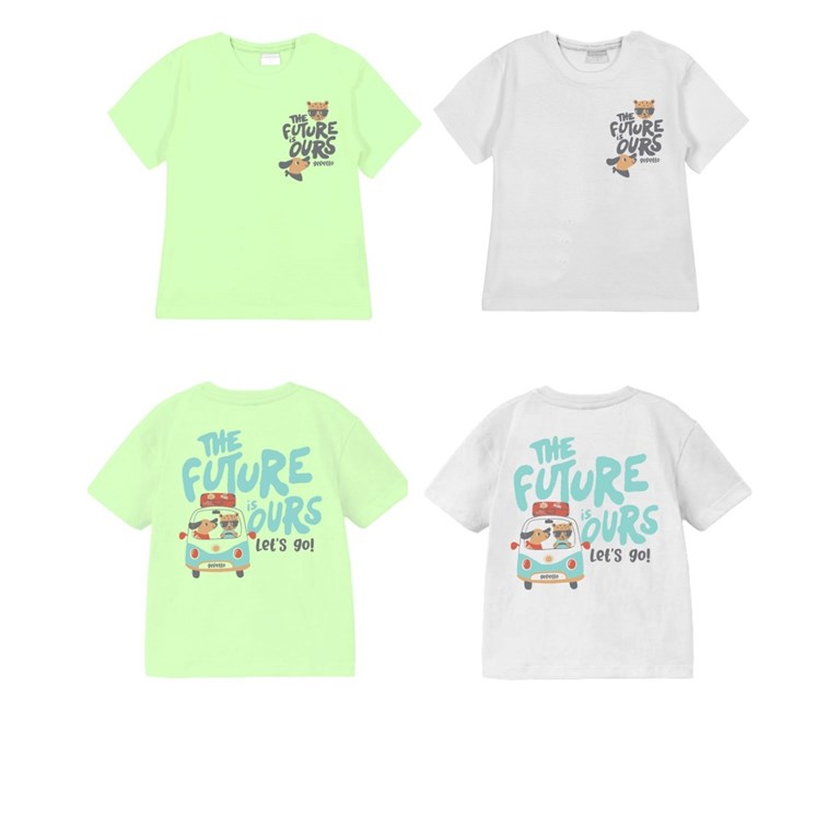 Remera bebe varon con estampa frente y espalda lets go gepetto