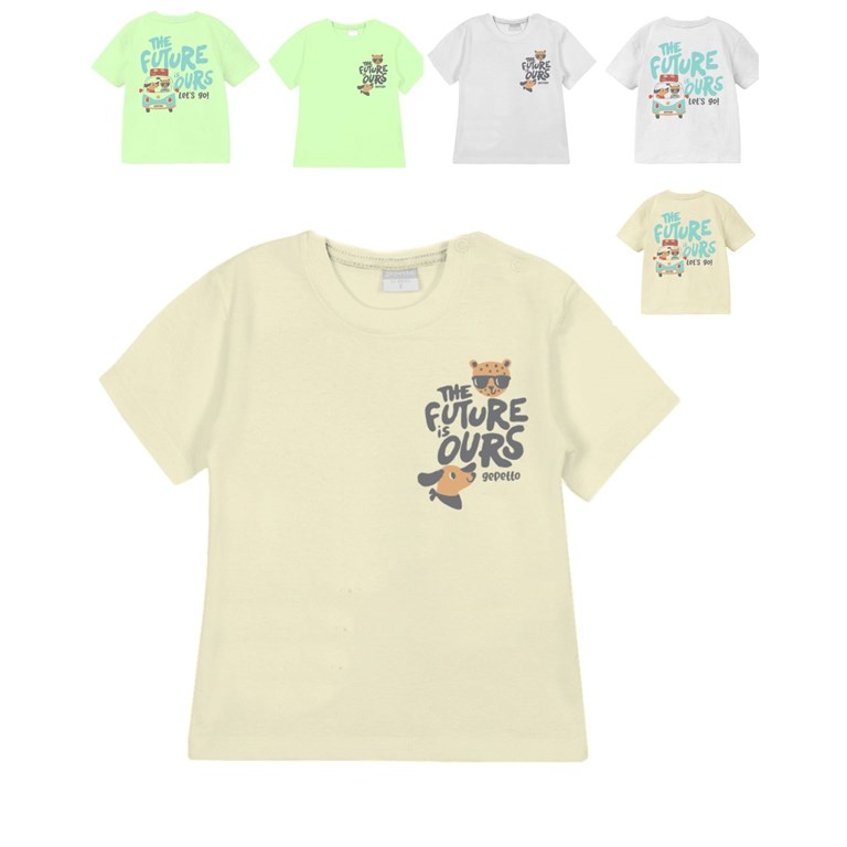 Remera bebe varon con estampa frente y espalda lets go gepetto