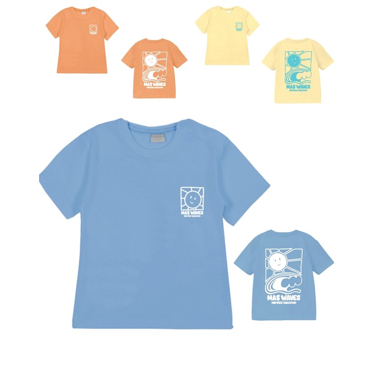 Remera bebe varon con estampa frente y espalda mas waves gepetto