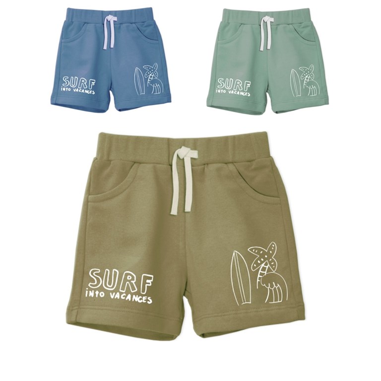 Bermuda bebe varón rústico c/estampas 'surf'. gepetto
