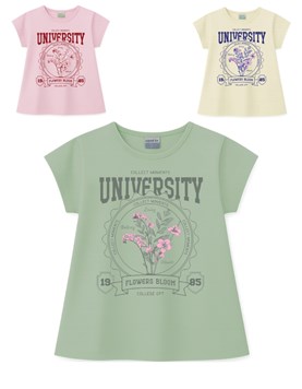 Remera junior nena c/estampa 'university'. gepetto