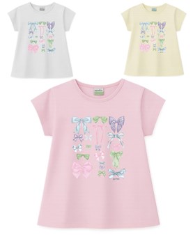 Remera junior nena c/estampa full 'moños'. gepetto