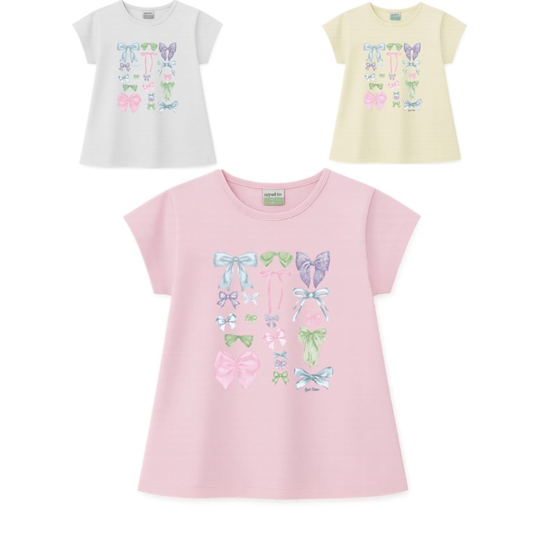 Remera junior nena c/estampa full 'moños'. gepetto