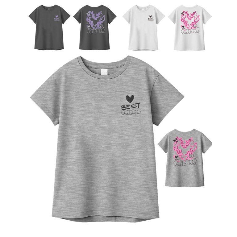 Remera junior nena oversize c/estampa frente y espalda 'friends'. gepetto