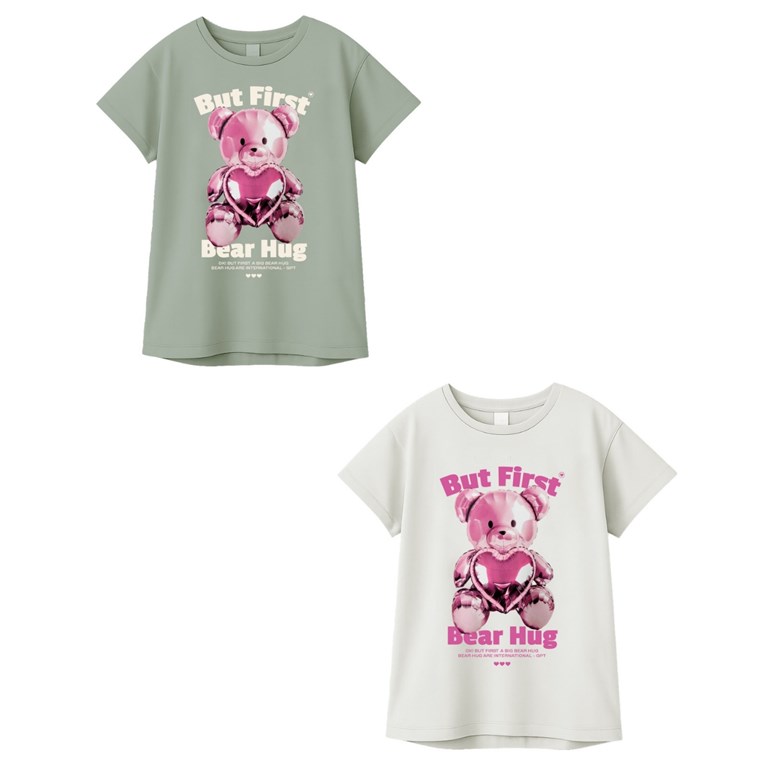 Remera junior nena oversize c/estampa 'oso metal'. gepetto