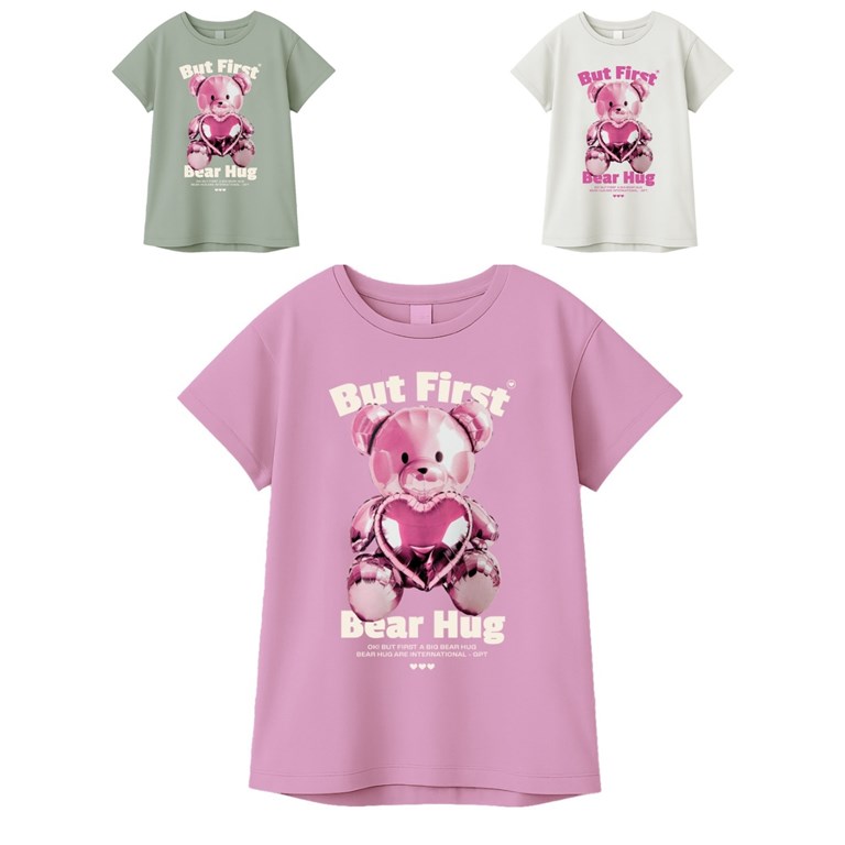 Remera junior nena oversize c/estampa 'oso metal'. gepetto