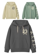 Campera rústico junior nena oversize c/estampa logo y manga 'moños'. gepetto