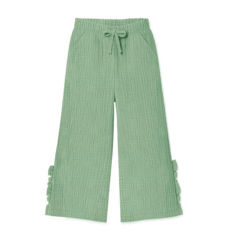 Pantalon ancho para nena de bambula con bolsillos. gepetto