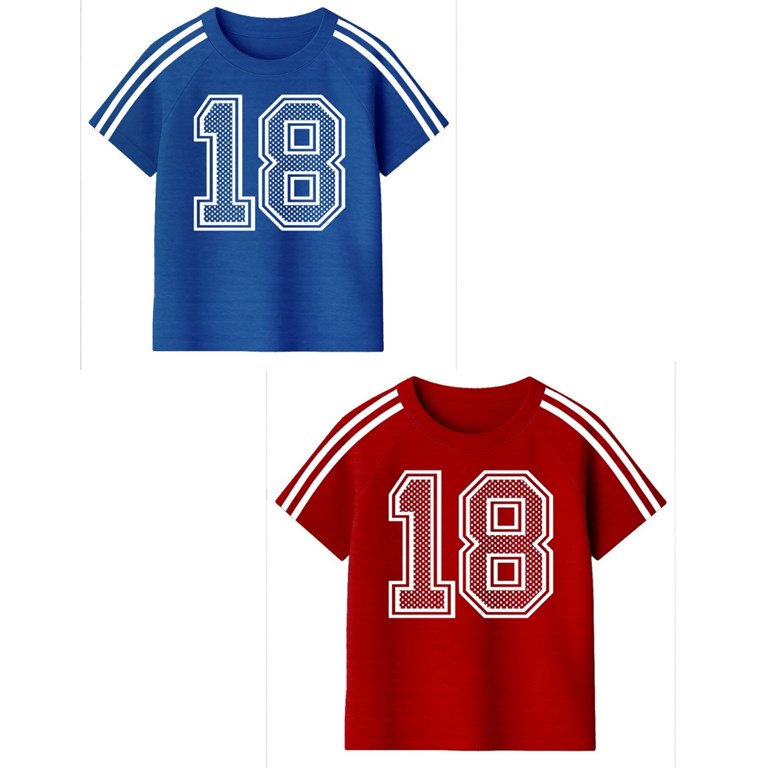 Remera junior varón ranglan c/estampa frente y mangas '18'. gepetto