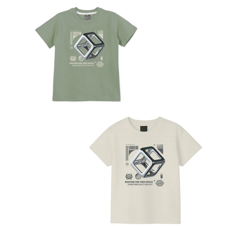 Remera junior varón c/estampa 'cubo metálico'. gepetto