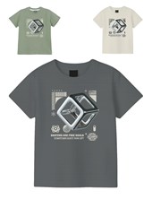 Remera junior varón c/estampa 'cubo metálico'. gepetto