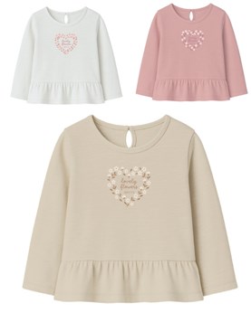 Remera beba nena flamé c/volado y estampa corazón.Gepetto