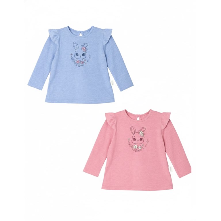 Remera beba nena flamé c/volado y estampa corazón.Gepetto