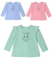 Remera beba nena flamé c/volado y estampa corazón.Gepetto