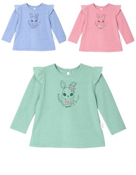 Remera beba nena flamé c/volado y estampa corazón.Gepetto