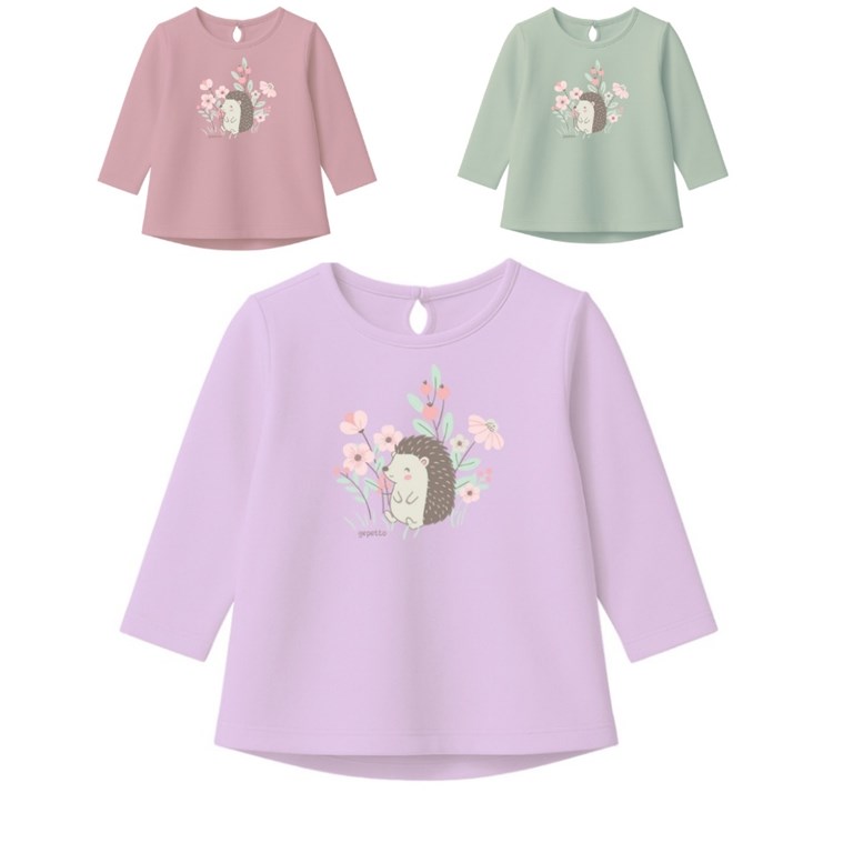 Remera beba nena con estampa puercoespín.Gepetto