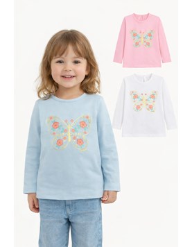 Remera bebe nena con estampa mariposa + foil.Gepetto
