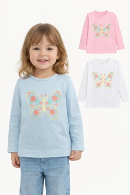 Remera bebe nena con estampa mariposa + foil.Gepetto