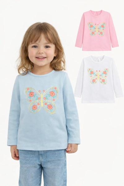 Remera bebe nena con estampa mariposa + foil.Gepetto
