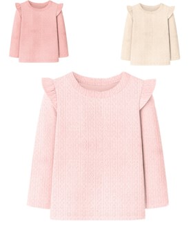 Remera cuello alto con voladito térmico labrado corazones.Gepetto