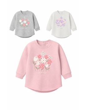 Buzo beba nena con estampa flores con brillo.Gepetto