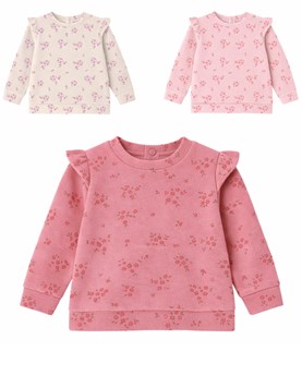 Buzo beba nena plush estampado florcitas con voladitos.Gepetto