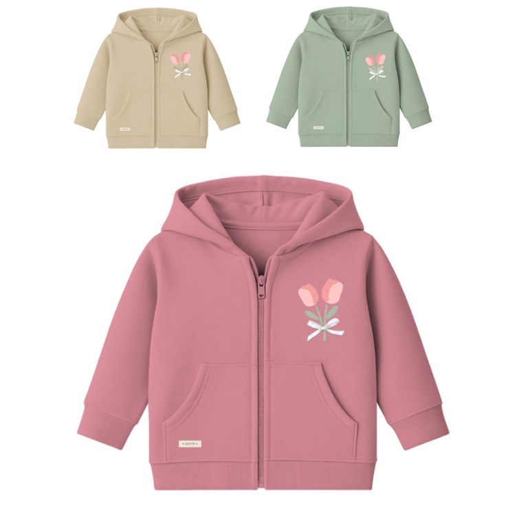 Campera beba nena con estampa y moñito.Gepetto