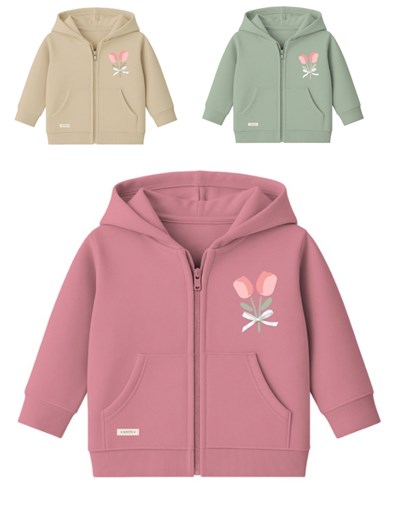 Campera beba nena con estampa y moñito.Gepetto