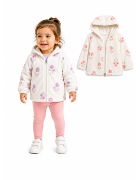Campera beba nena piel de oso estampado flores.Gepetto