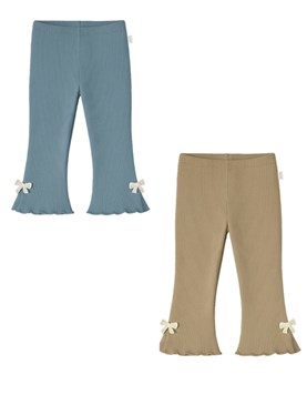 Pantalon beba nena morley con tajos laterales y moñitos de puntilla.Gepetto