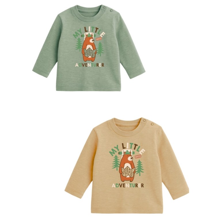 Remera bebe varón jaspeada c/estampa my little adventurer.Gepetto