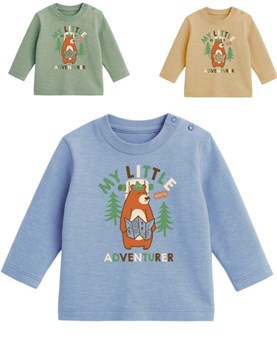 Remera bebe varón jaspeada c/estampa my little adventurer.Gepetto
