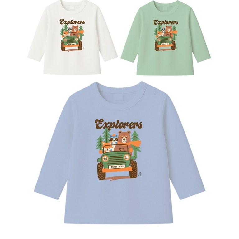 Remera bebe varón c/estampa explorers.Gepetto