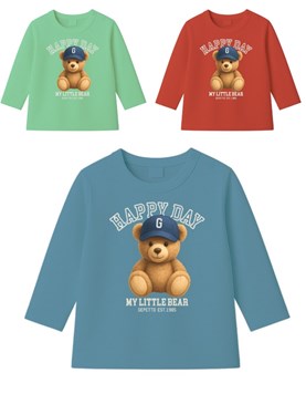 Remera bebe varón c/estampa osito cap dtf.Gepetto