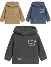 Buzo bebe varón polar microfibra c/bolsillo plaqué y aplique oso.Gepetto