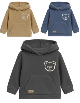 Buzo bebe varón polar microfibra c/bolsillo plaqué y aplique oso.Gepetto