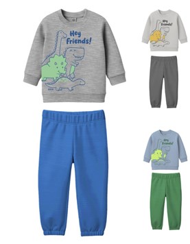 Conjunto bebe varón c/estampa friends dinos.Gepetto