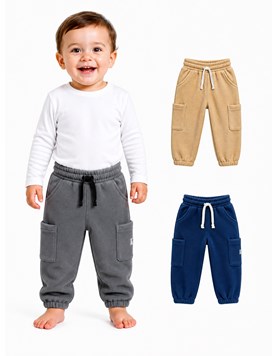 Jogger bebe varón polar microfibra cargo.Gepetto