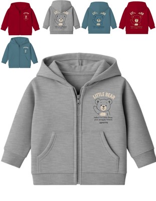 Campera bebe varón frisa c/estampas frente y espalda osito. Gepetto
