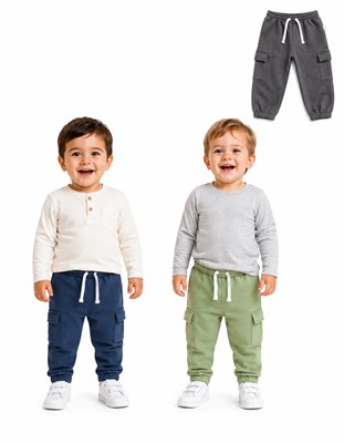 PANTALON JOGGER DE FRISA  CARGO PARA BEBE. GEPETTO