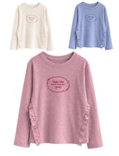 Remera junior nena flamé c/volados y estampa.Gepetto