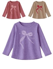 Remera junior nena jaspeada con estampa moño.Gepetto